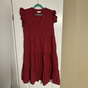 Entro Red Ruffle Sleeve Dress